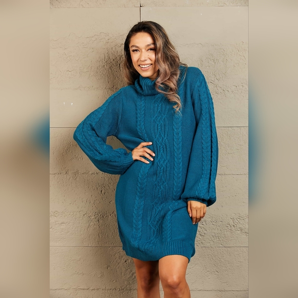 Travel Plush Knit Dress in Soft Teal main image 1